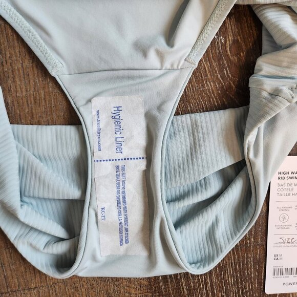 Athleta NWT High Waist Rib Swim Bottom Women’s Size M Dawn Blue Beach Pool - Picture 4 of 9